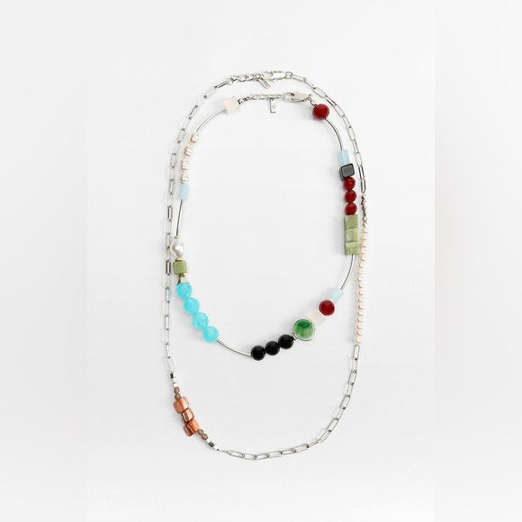 ZARA Two Pack of Beaded Stone Necklace new no tags - Picture 1 of 6